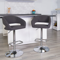 Flash Furniture CH-122070-BKFAB-GG Contemporary Black Fabric Adjustable Height Barstool